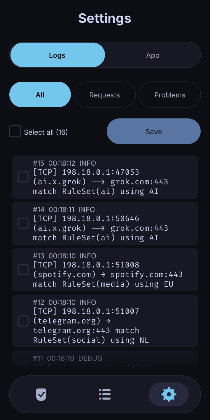 Mihonator log viewer with level filters